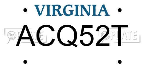 ACQ52T Virginia License Plate