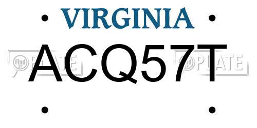 ACQ57T Virginia License Plate