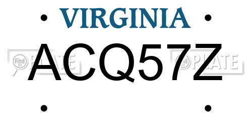ACQ57Z Virginia License Plate
