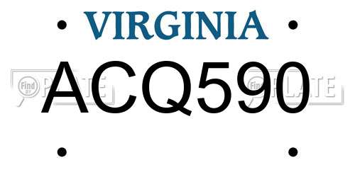ACQ590 Virginia License Plate