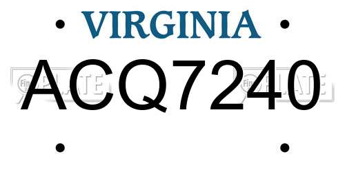 ACQ7240 Virginia License Plate