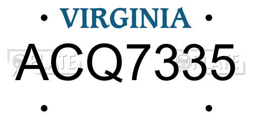 ACQ7335 Virginia License Plate