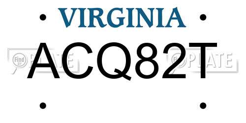 ACQ82T Virginia License Plate