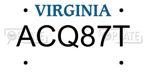 ACQ87T Virginia License Plate