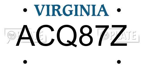 ACQ87Z Virginia License Plate