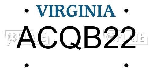 ACQB22 Virginia License Plate