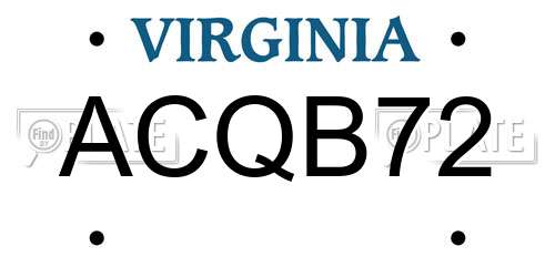 ACQB72 Virginia License Plate