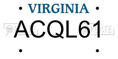 ACQL61 Virginia License Plate