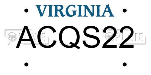 ACQS22 Virginia License Plate