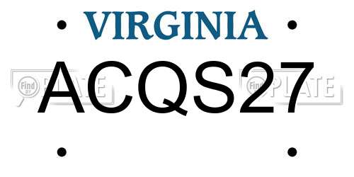 ACQS27 Virginia License Plate