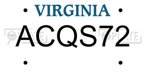 ACQS72 Virginia License Plate