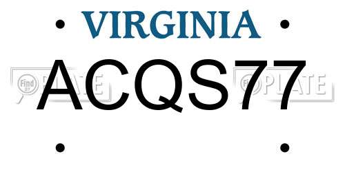 ACQS77 Virginia License Plate