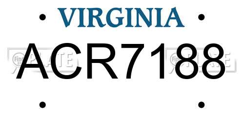 ACR7188 Virginia License Plate
