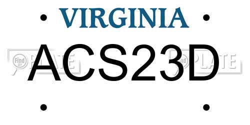 ACS23D Virginia License Plate