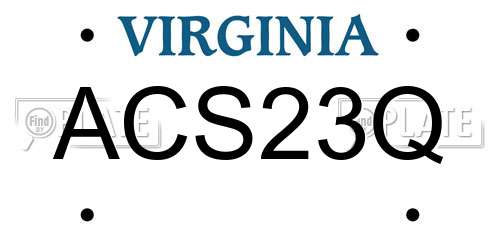 ACS23Q Virginia License Plate