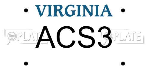 ACS3 Virginia License Plate