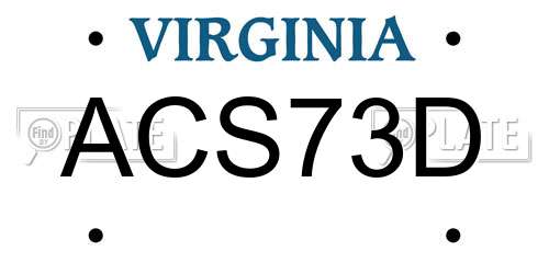 ACS73D Virginia License Plate