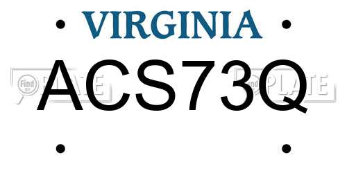 ACS73Q Virginia License Plate