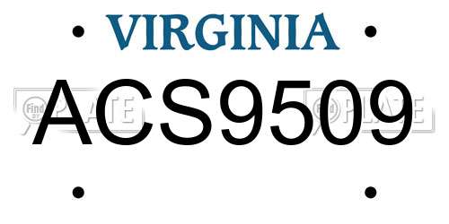 ACS9509 Virginia License Plate