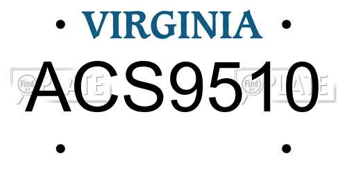 ACS9510 Virginia License Plate