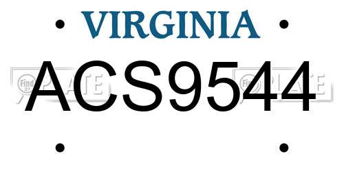 ACS9544 Virginia License Plate