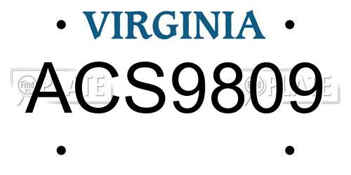 ACS9809 Virginia License Plate