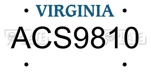 ACS9810 Virginia License Plate