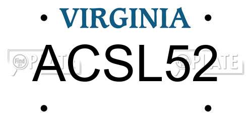 ACSL52 Virginia License Plate