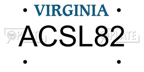 ACSL82 Virginia License Plate