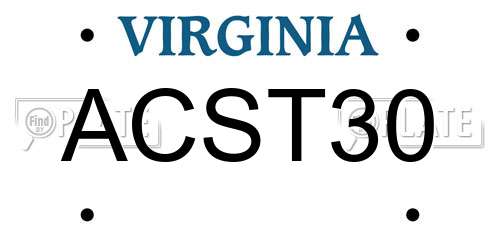ACST30 Virginia License Plate