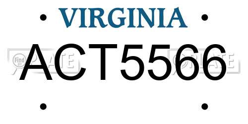 ACT5566 Virginia License Plate