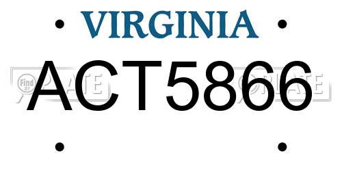 ACT5866 Virginia License Plate