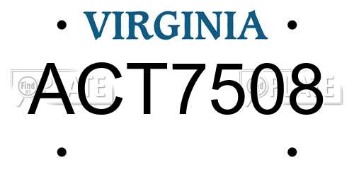 ACT7508 Virginia License Plate