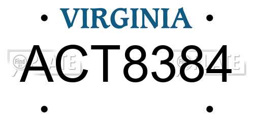 ACT8384 Virginia License Plate