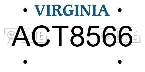ACT8566 Virginia License Plate