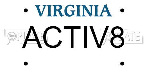 ACTIV8 Virginia License Plate