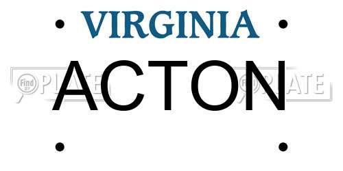 ACTON Virginia License Plate
