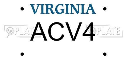 ACV4 Virginia License Plate