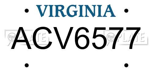 ACV6577 Virginia License Plate