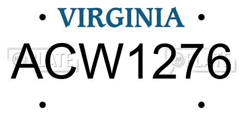 ACW1276 Virginia License Plate