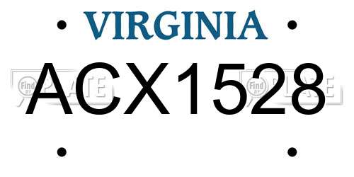ACX1528 Virginia License Plate