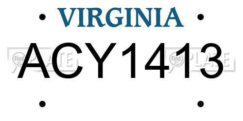 ACY1413 Virginia License Plate