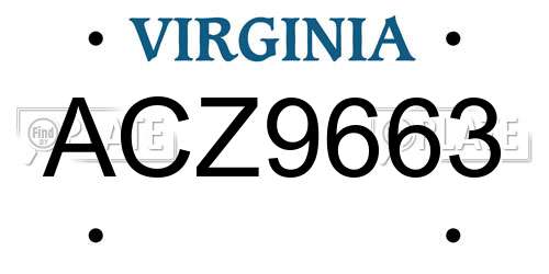 ACZ9663 Virginia License Plate