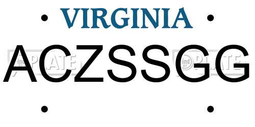 ACZSSGG Virginia License Plate