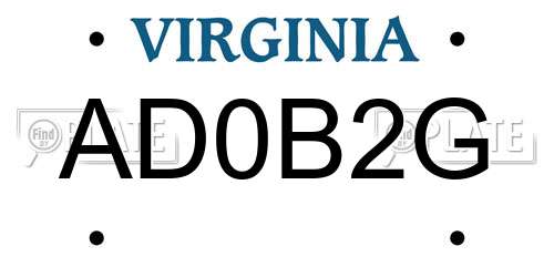 AD0B2G Virginia License Plate