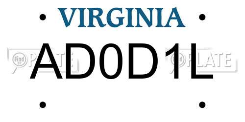 AD0D1L Virginia License Plate