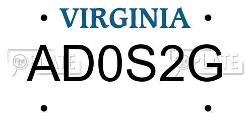 AD0S2G Virginia License Plate