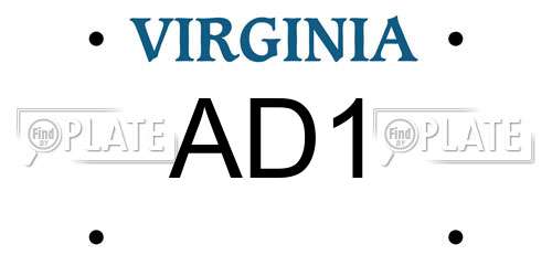 AD1 Virginia License Plate