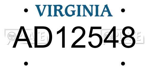 AD12548 Virginia License Plate