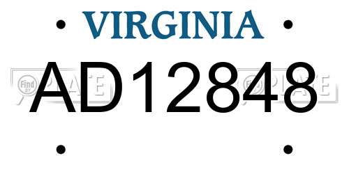 AD12848 Virginia License Plate